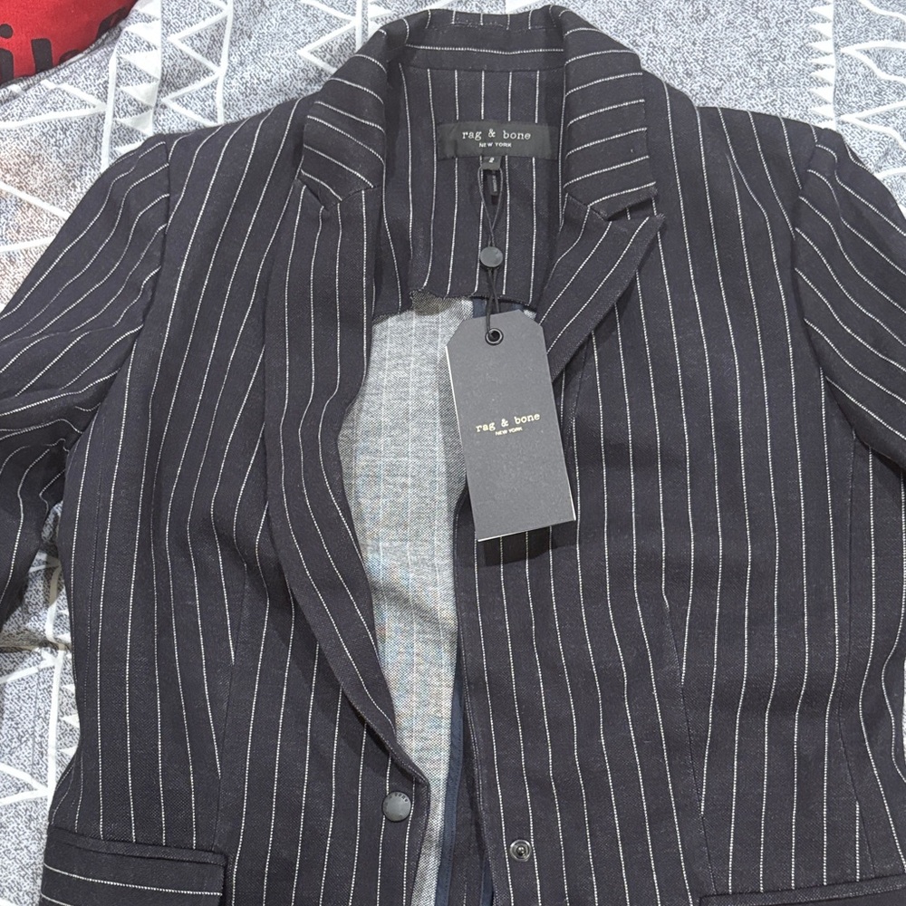 Rag & Bone Navy Pinstripe Blazer